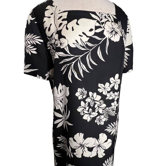 Mark Fore & Strike Women's Black & White Floral Silk Dress Size L Maxi - Picture 2 of 12